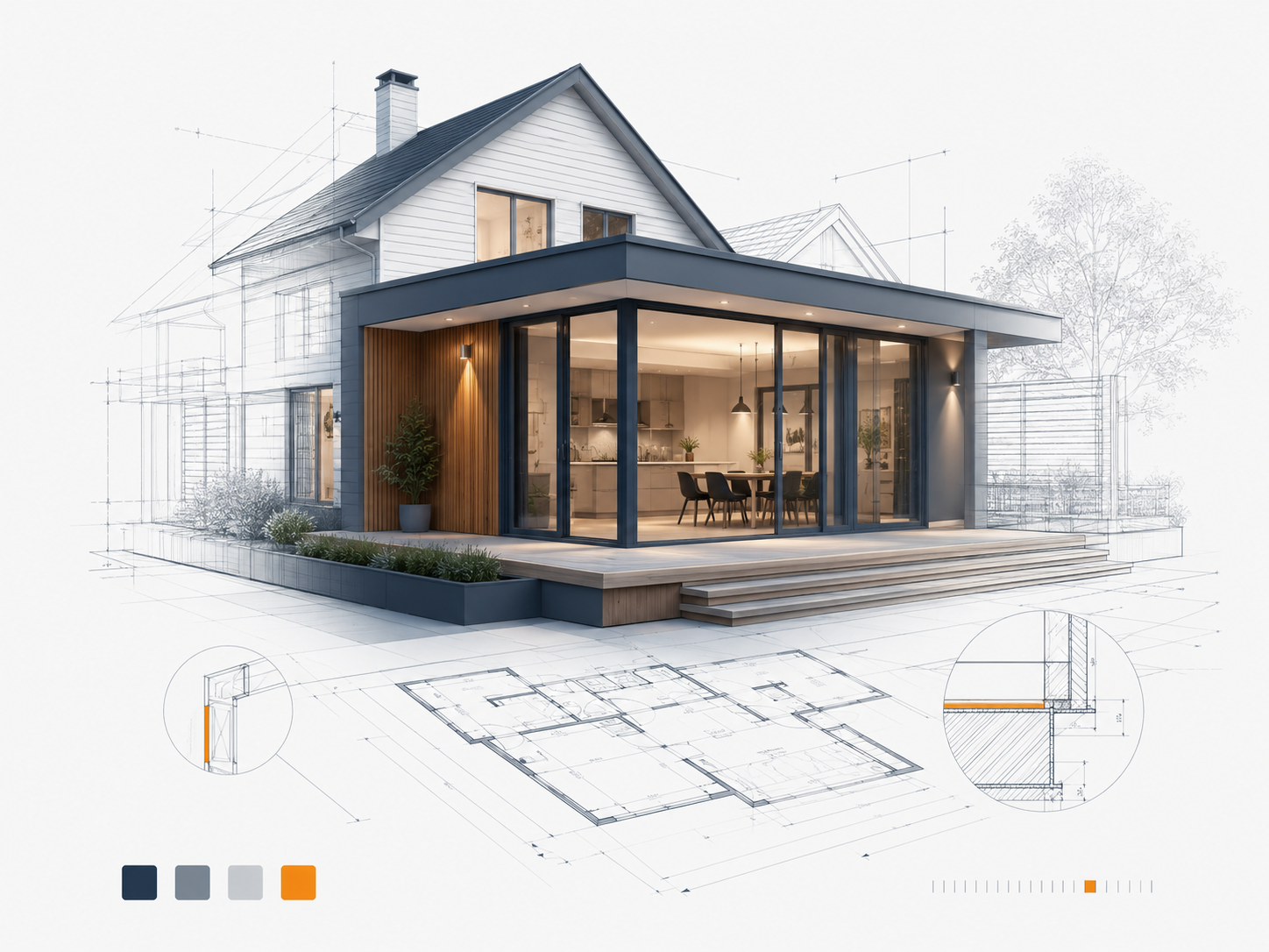 Residential renovation and extension drafting example